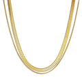 18K Gold Plated Multi Layered Stainless Steel  PVD Plating Round Herringbone Chain Two Layers Snake Chain Necklace