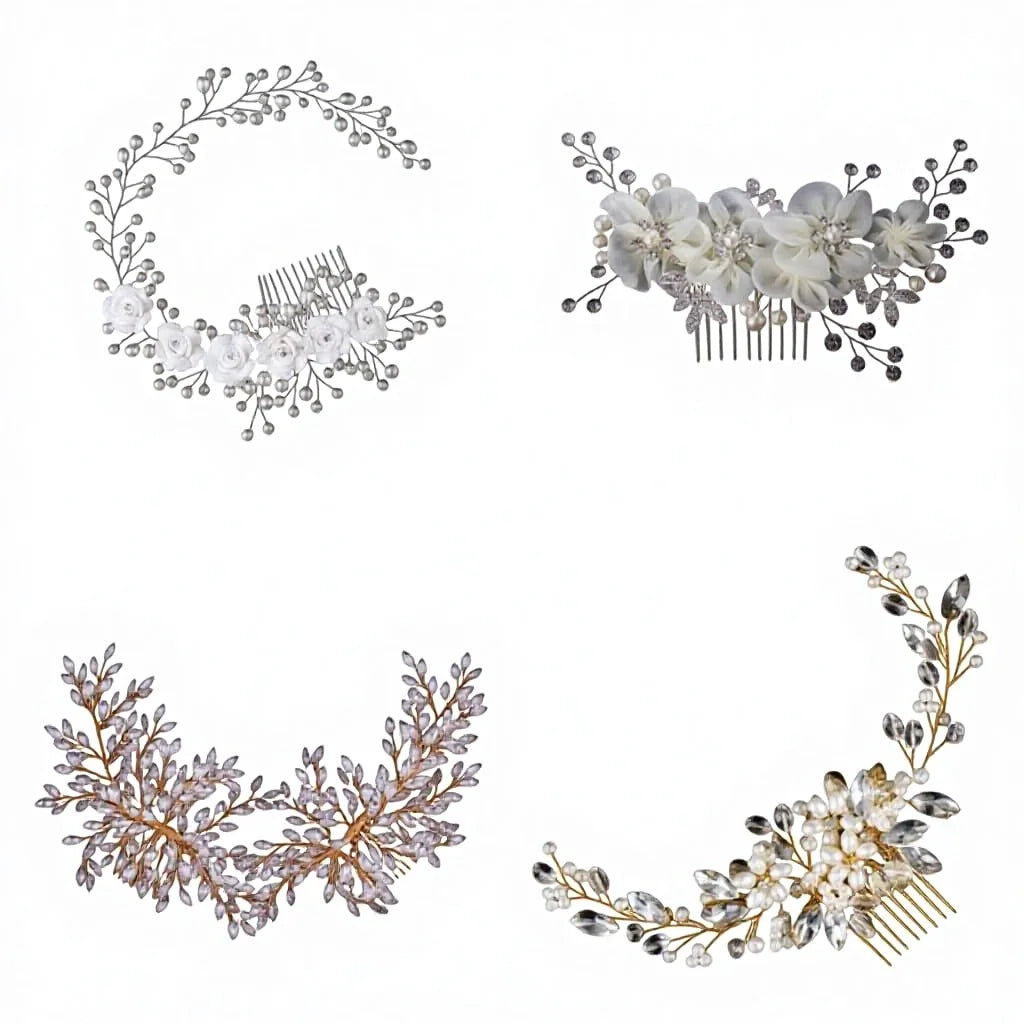 Wholesale Wedding Veil Accessories Headdress Bridal Jewelry Trendy Elegant Handmade Rhinestone Hair Comb Europe America Niancan