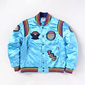 Topshow Satin Jacket 100% Cotton Streetwear Patch Work Embroidery Button Jacket Winter Webbing Jacket