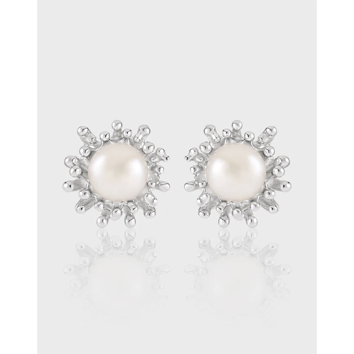 Geometric S925 Sterling Silver Natural Freshwater Pearl Sunflower Earring Gift for Women Girls