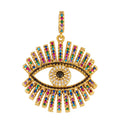 Chunky Hip Hop Cz Cubic Zirconia Beads Iced Out Eyelash Eye Oval Pendant Chain Necklace Diamond Girl