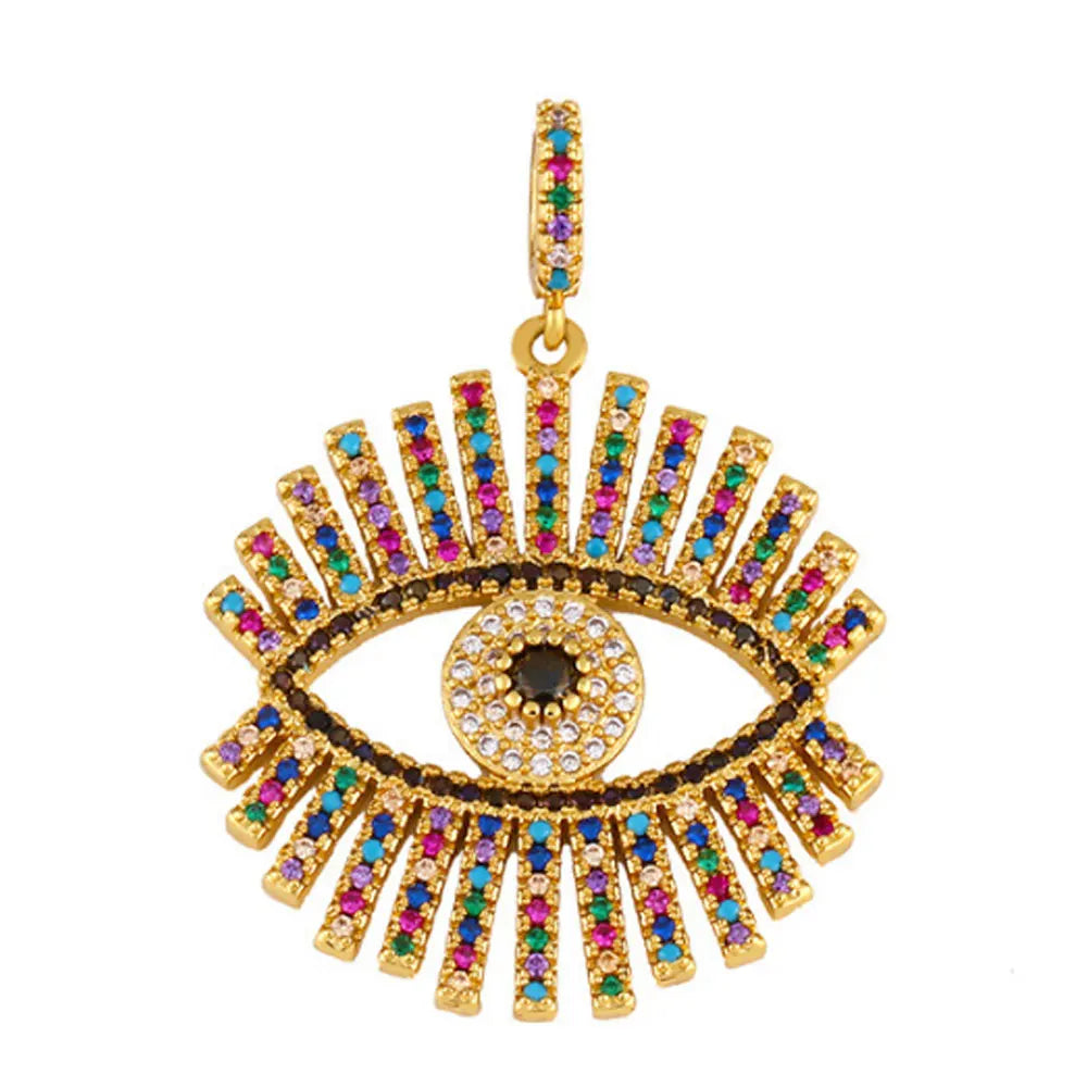 Chunky Hip Hop Cz Cubic Zirconia Beads Iced Out Eyelash Eye Oval Pendant Chain Necklace Diamond Girl