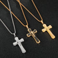Y186 Wholesale Collar De Acero Inoxidable PVD 18K Gold Plated Punk Multi-layer Gold Cross Men Necklace Fine Jewelry Necklaces