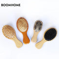 Wholesale Eco Friendly Wood Bamboo Paddle Travel Hairbrush Customize logo Boar Bristle Women Head Detangling Hair Brushes