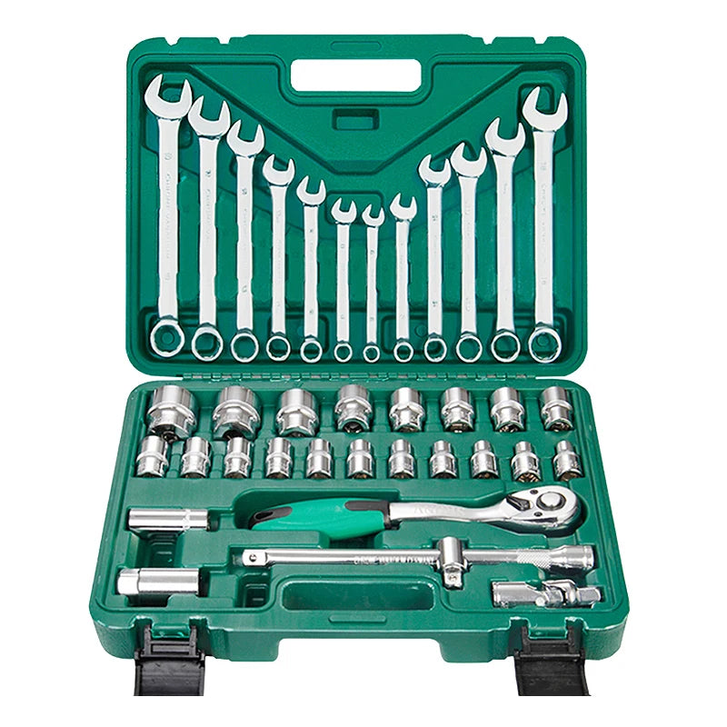 37 Pieces Toolbox Chrome Vanadium Steel Toolbox Kit Multi-function Manual Car Repair Tool