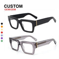 FW Custom Logo High Quality Large Frame Square Optical Glasses Retro Oversized Acetate Eyeglasses Frame Women Men