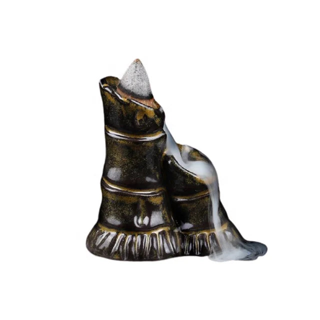 Hot Sale Small Dark Brown Ceramic Incense Burner for Scented Incense Cones Use