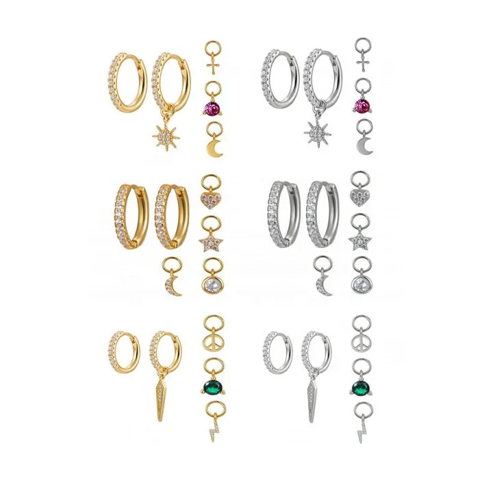 Gab New Dangle Zircon Ear Hoop Jewelry Set  Gold Earrings Hoop Cartilage Piercing Earrings Helix Wholesale Piercing Jewelry