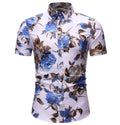 Custom Design Floral Print Summer Breathable Beach Wear Quick Dry Polyester Button Collar Short Sleeves Men's Hawaiian Shirt