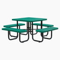Outdoor Public Commercial square Expanded Steel Picnic Table with 4 Benches Outside Restaurant Garden Patio Metal Dining Table