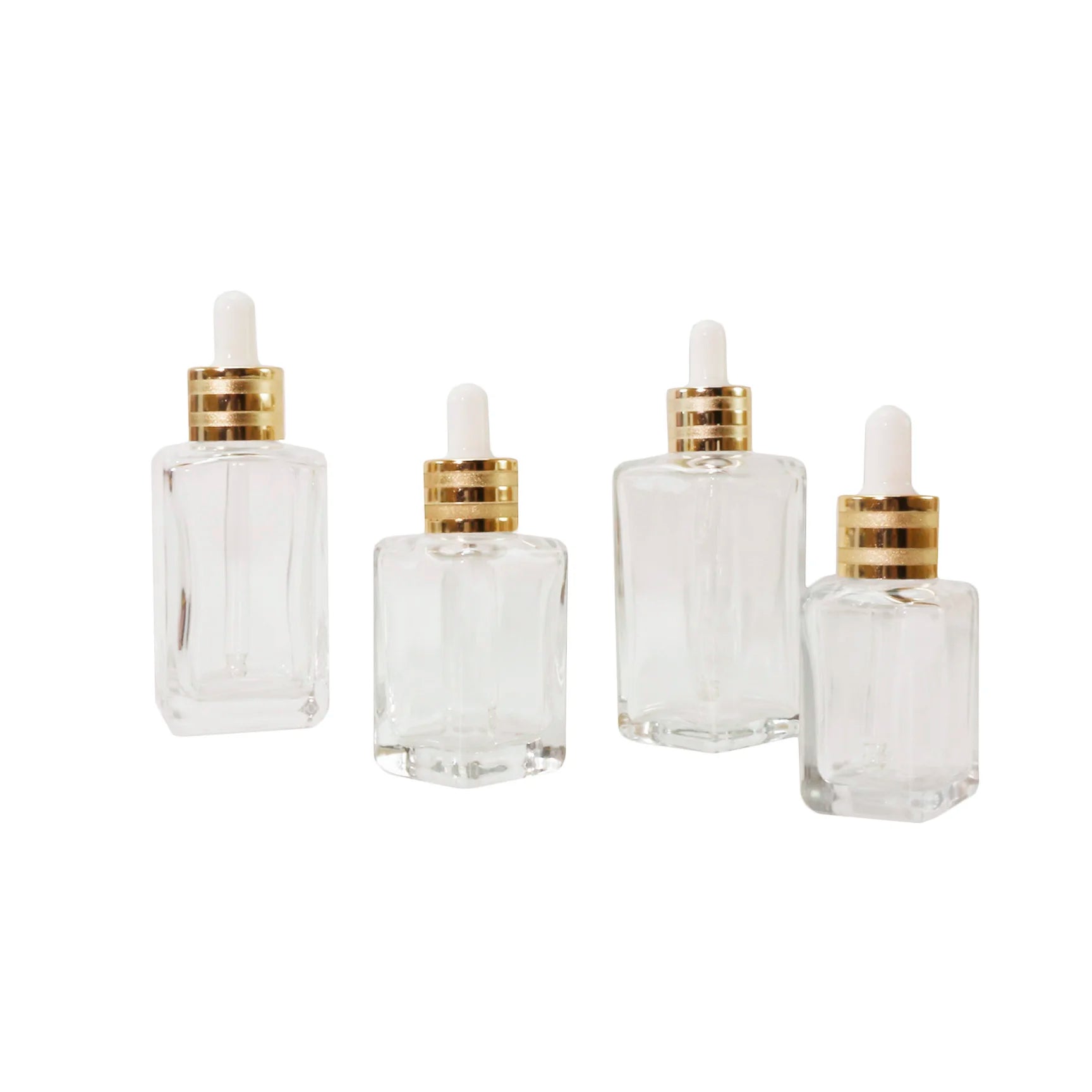 Hot Sale 30ml square clear Glass Bottles Dropper Bottle for Face Serum Essential Oil Bottle