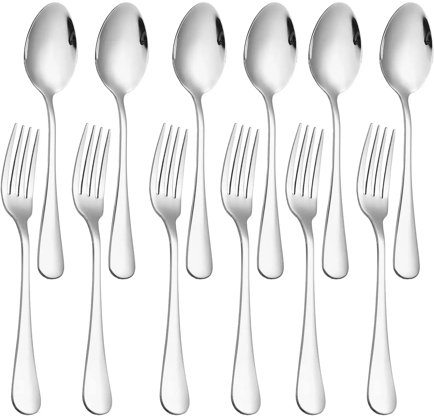 Wholesale 12pcs Restaurant Silverware Stainless Steel Dinner Spoon and Fork Set For Kitchen
