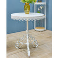 French Vintage Rustic White Metal Coffee Table for Outdoor Dining Patio Garden Living Room Furniture Decorative Handmade Durable