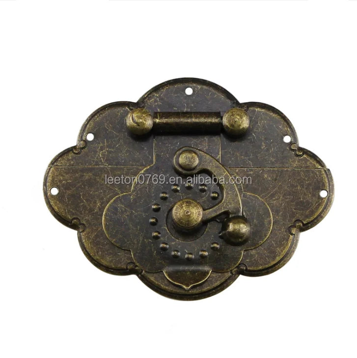 Stock Supply Box Accessories 65 X 51mm Flower Shaped Metal Antique Wooden Box Lock