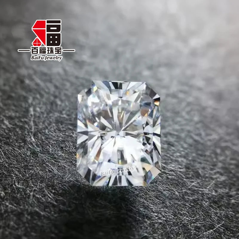 Baifu Jewelry Top Quality D White clear Loose Radiant Cut Moissanites