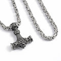 Viking Souvenir Stainless Steel King Chain Necklace Men's Viking Necklace Norse Myth Thor Necklace Viking Jewelry