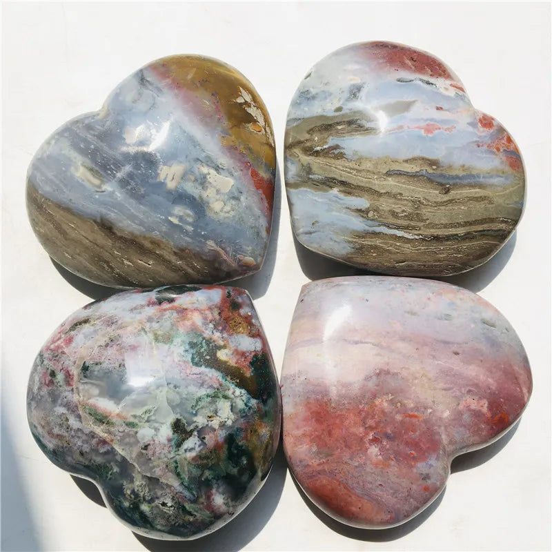 Natural Heart Ocean Jasper Crystal Palm Stone Natural  Ocean Jasper Crystal Heart for Decoration