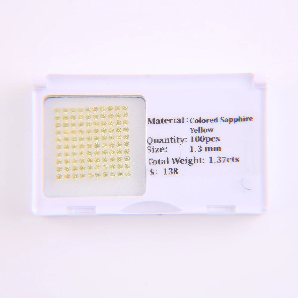 VOAINO 1.3 mm 1.37cts 100 Pcs Melee Natural Yellow Sapphire Stone Bulk Gemstone for Jewelry Making