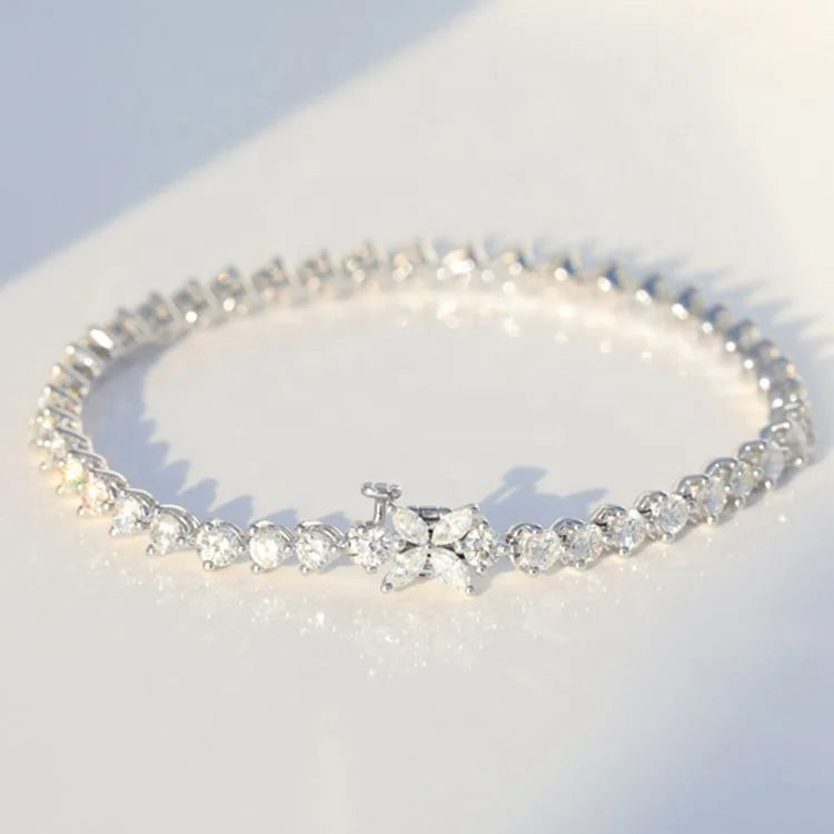 Full Diamond 3 Prong Design Lab Diamond 18k Gold Tennis Bracelet