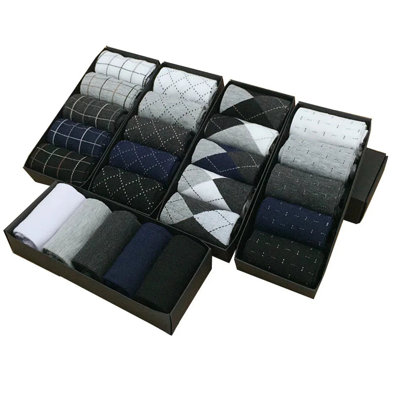 YS-M211 Customize Crew 5 Pairs Cotton Business Dress Socks Custom Logo Casual Eco-Friendly for Men Spring Season