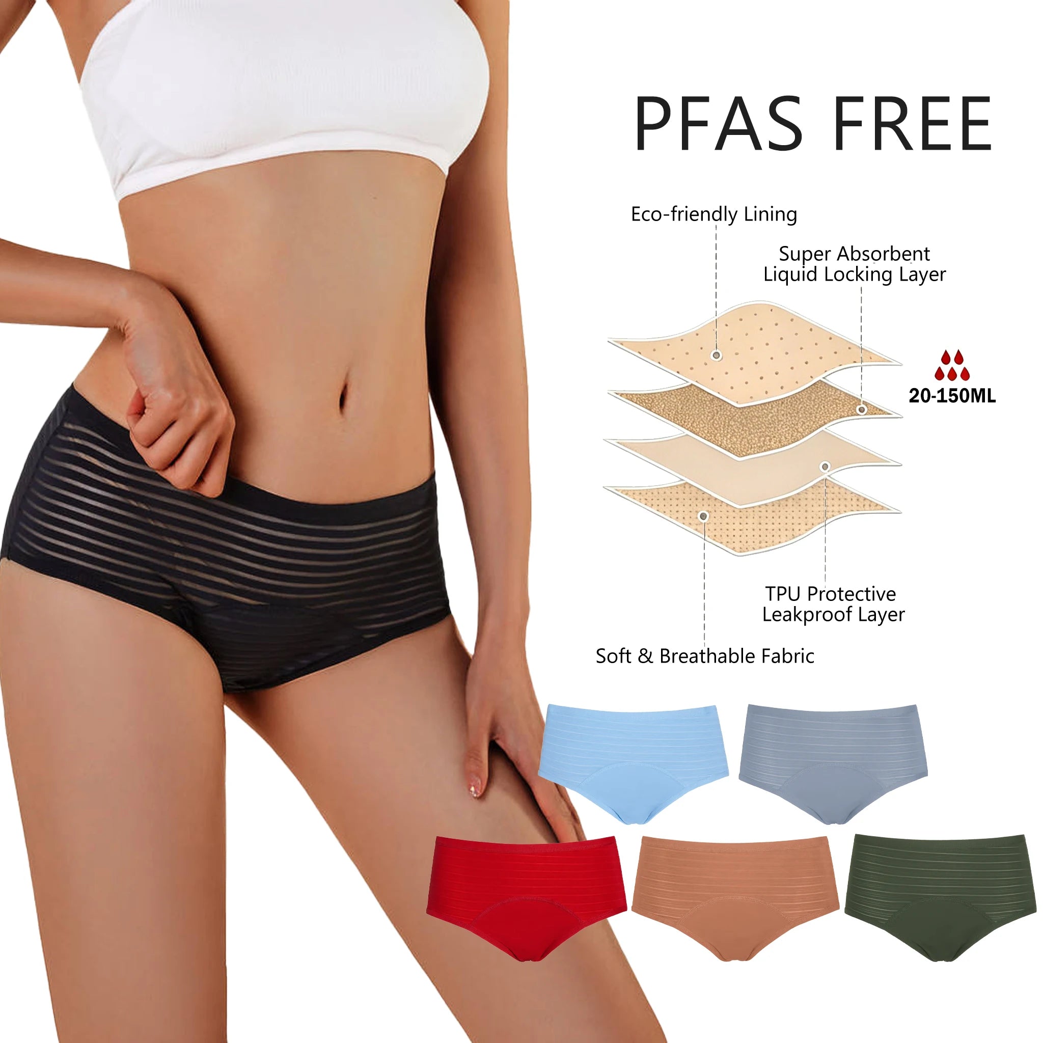 Shanhao Super Absorbent Transparent Panty Women's Cotton Incontinence Underwear Leak Proof Menstrual Period Panties