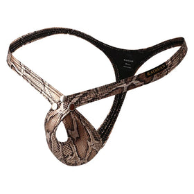 Men's Underwear Low Waist Snake Pattern Python Pattern Thong Pocket Small Opening Sexy Underwear for Men