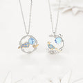 Blue Crystal Heart Pendant Necklace for Women Heart of the Ocean Pendant Women Necklace Moonstone Neck Jewelry