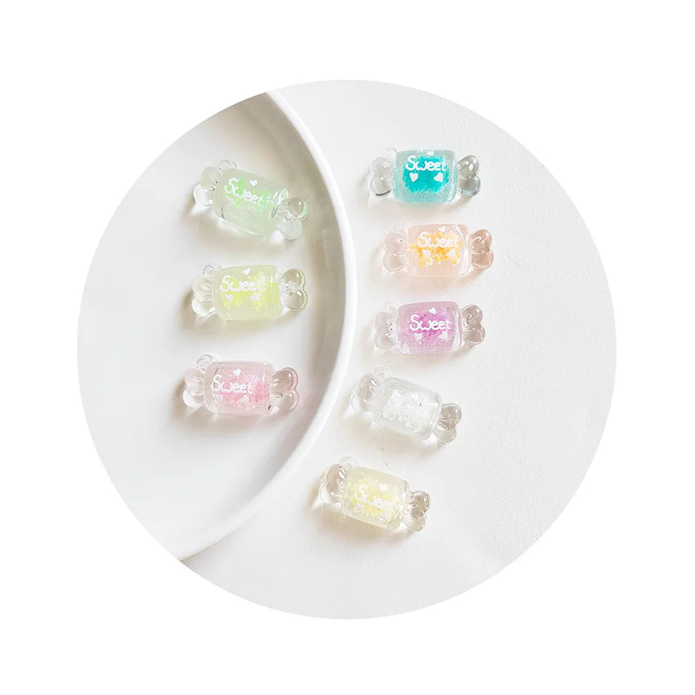 Children's DIY Jewelry Clear Candy Luminous Resin Beads for Handcrafted Jewelry Headwear Phone Case Decor Slime