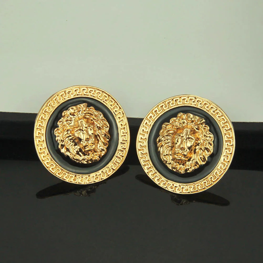 Hot Selling Exaggerated Fashion High Quality Alloy Lion Head Stud Earrings Gold Plated Party Women Earrings