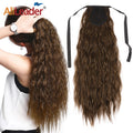 AliLeader 24 Inch Soft Fluffy Natural Ombre Corn Wavy Synthetic Hair Piece Clip in Heat Resistant Fiber Ponytail for Girls