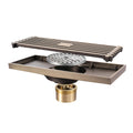 Bathroom Modern European Brass Floor Drain Shower Drain Rectangle Shape 200mm Diameter Easy Installation