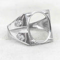 Sterling Silver 13*16mm Semi Mount Men's Ring Frame Empty Blank Claw Setting S925 Base Holder Without Center Stone for DIY Inlay