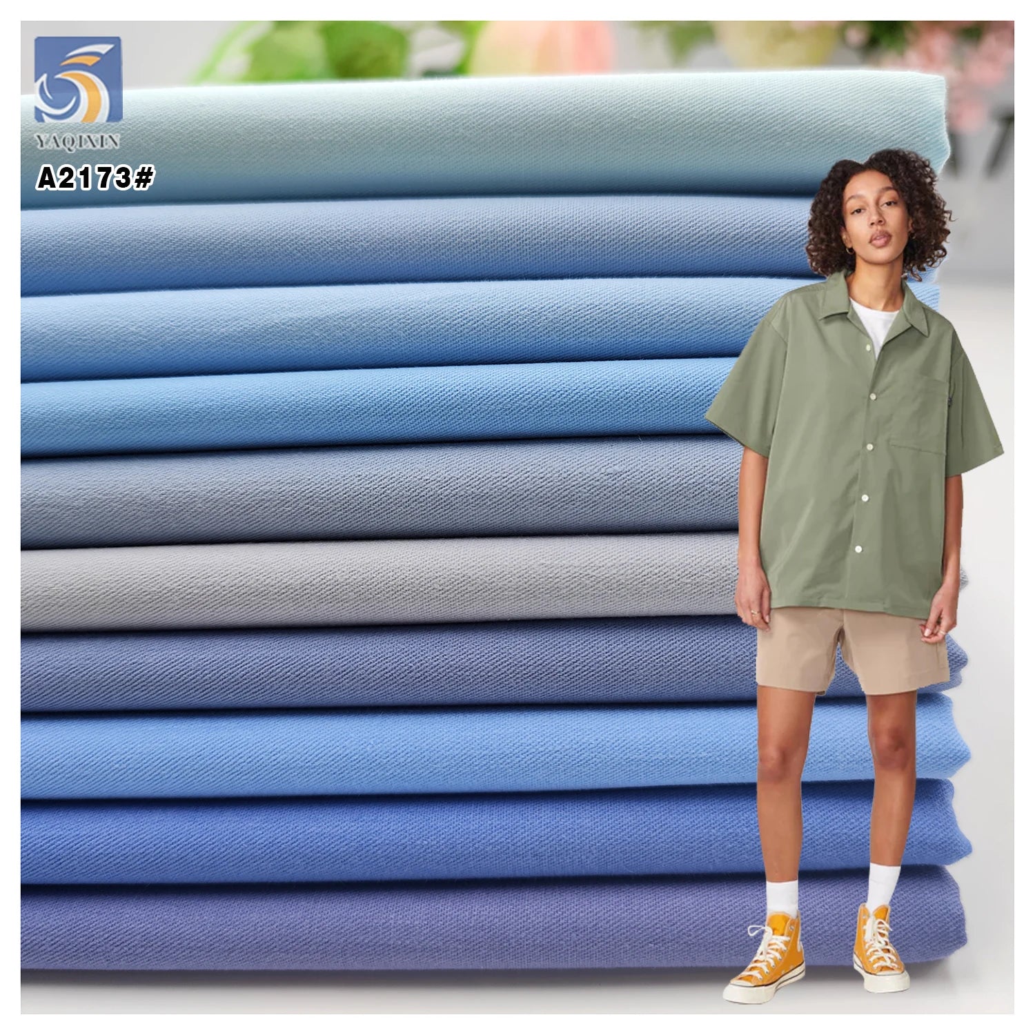 150gsm Top Manufacturer 100% Cotton Woven and Twill Fabric Light Blue Twill Cotton Fabric Textile Raw Material