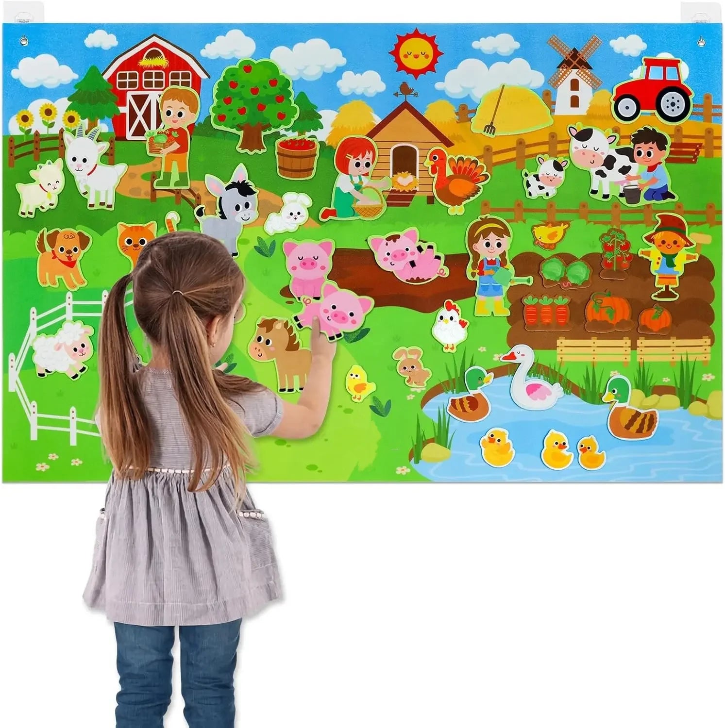 Preschool Learning Felt BoardFelt Farm Theme Board Educational Play Mat Felt Board Set
