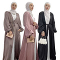 Loriya Wholesale Women Abaya Designs Islamic Clothing Luxury Satin Abaya Muslim Women Dress Ladies Cardigan Abaya