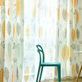 Amity Modern Leaf Printed Polyester Voile Curtains Bedroom Eyelet Sheer Living Room Grommet Curtains