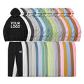 2 Piece Cotton Terry Pullover Hoodie Sweatpants Fall Winter Plain Sweat Suits Private Label Casual Sweatsuit for Track Workout