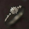 Huitan S925 OEM Dainty Snowflake Shaped Full Imitated Diamond Finger Rings Women Wedding Rings for Sterling Silver 925 Jewellery