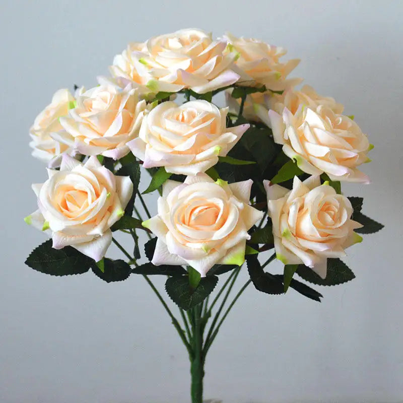 Wholesale 12 Heads pink Rose Flowers Artificial  for Wedding Decoration Flower