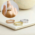 Wrap Initials Ring Engraved Custom Name Ring Roman Numeral Custom Coordinates Bar Stackable Gift Personalized Signet Ring MegaBDM