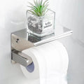 Modern 304 Stainless Steel Wall-Mounted Tissue Towel Roll Holder Black Mobile Phone Shelf for Bathroom Toilet Paper Storage