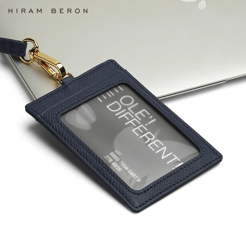 Hiram Beron Italian Cow leather Office ID Card Holder Navy Color Wholesale