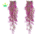 2 Pieces Plastic Artificial Hanging Grass Ivy Flower for Home Garden Office Wedding Decoration-Lifelike Green Long Lifespan
