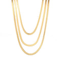 Trendy Jewelry 18K Gold Plated Stainless Steel Snake Chain Necklace Women Flat Herringbone Snake Chain Necklace