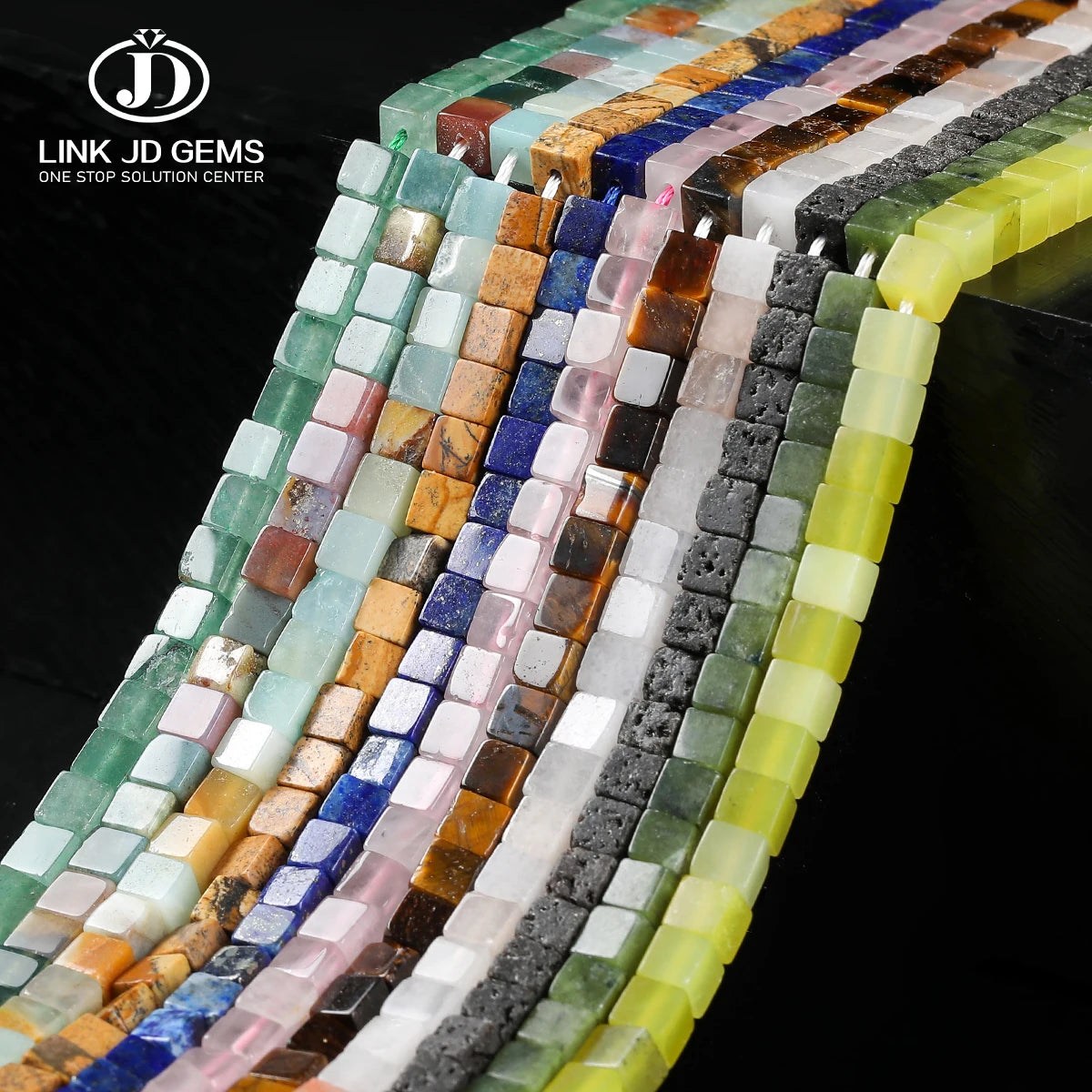 JD GEMS Wholesale 4mm Natural Stone Square Shape Gemstone Loose Beads for Making Necklace and Bracelet
