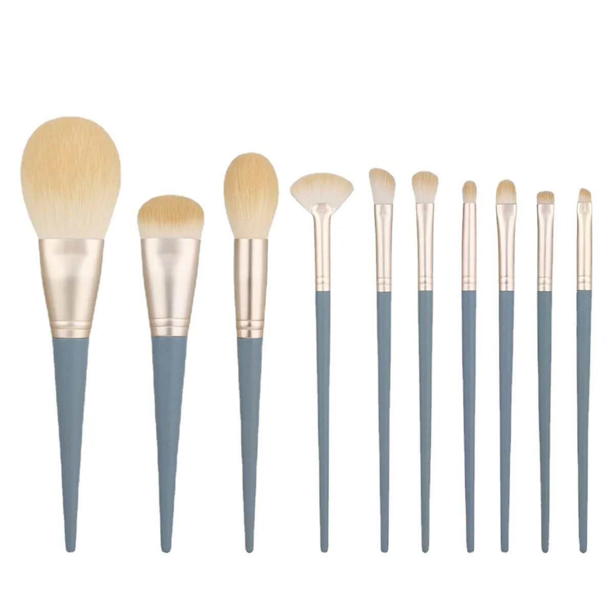 YUE Wholesale New Plastic Makeup Brush Full Set of 10 Travel Brushes High Value Portable Soft Hair Face Application