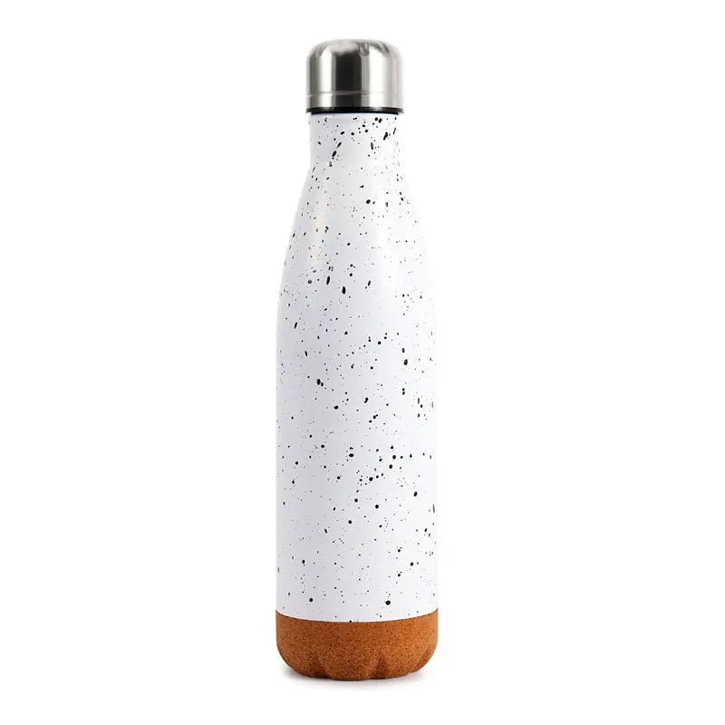 Promotional Products Custom Print Tumblers Cork Base Creative Shaped Bottle Stainless Steel Double Layers