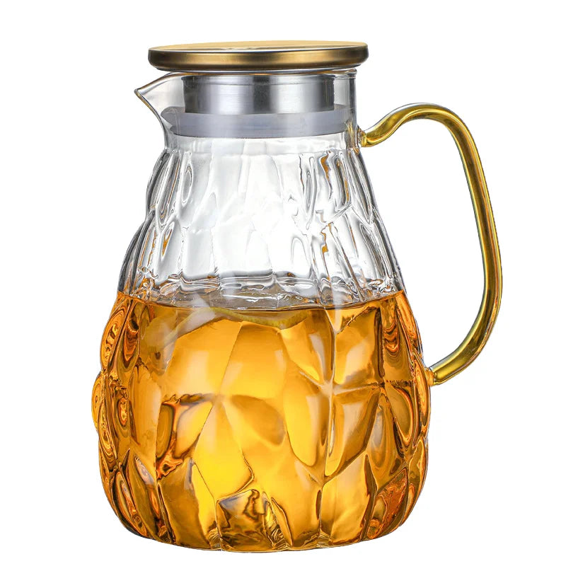 1800ml Modern Eco-Friendly High Borosilicate Glass Pitcher Teapot with Diamond Shape Design Glass Lid and Handle Hot Sale