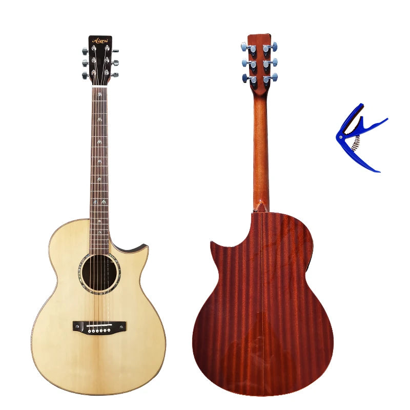 Aiersi Brand OEM Custom Cutaway Shape 40 Inch Solid Top Folk Guitar