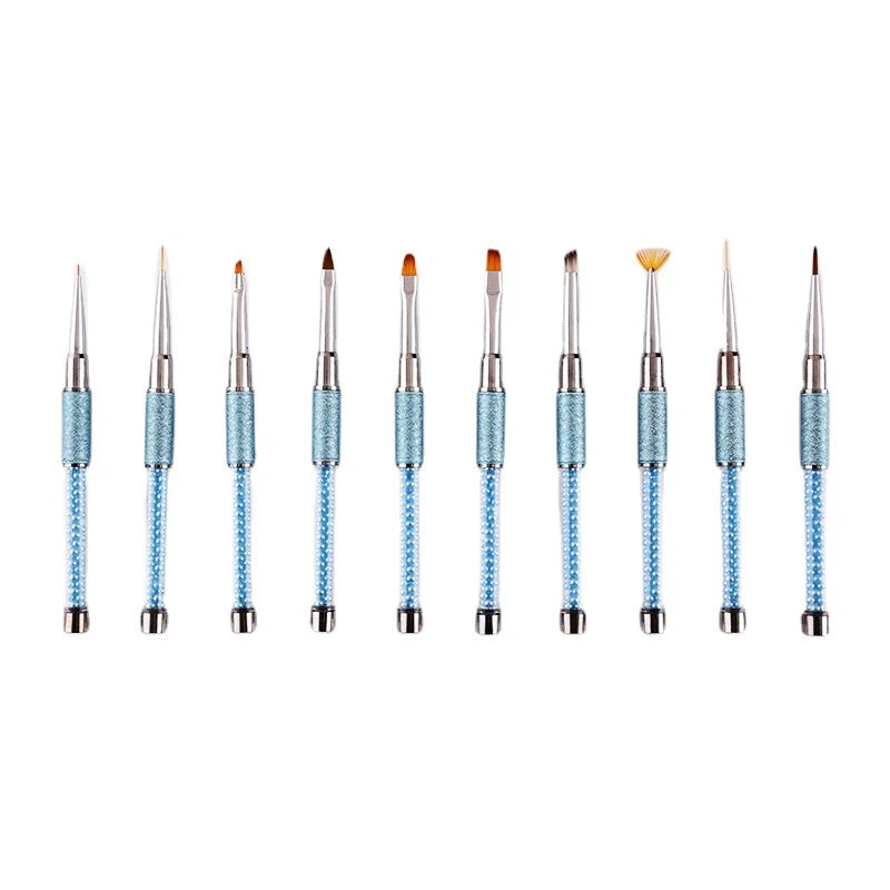 Tamax NAB029 10pcs Acrylic Brushes with Plastic Handle for Nail Kits Nail Polish PEN Gel Painting Drawing (Commercial Home Use)